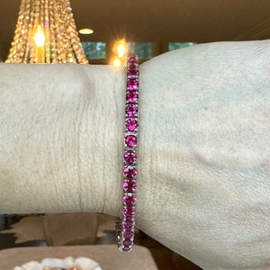 14K Gold Garnet Tennis Bracelet - January Birthstone
