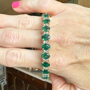 14k 6.75 Carat Emerald and Diamond Bracelet