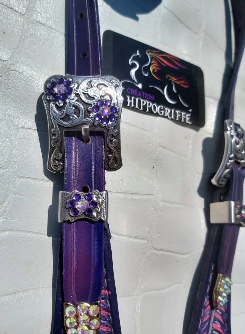 Brde Western Headstall en cur rond turquose cur brut tressé