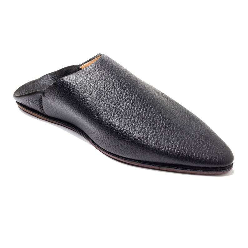 BLACK FULL GRAIN Leather Slippers Womens Top Grain Leather Etsy UK