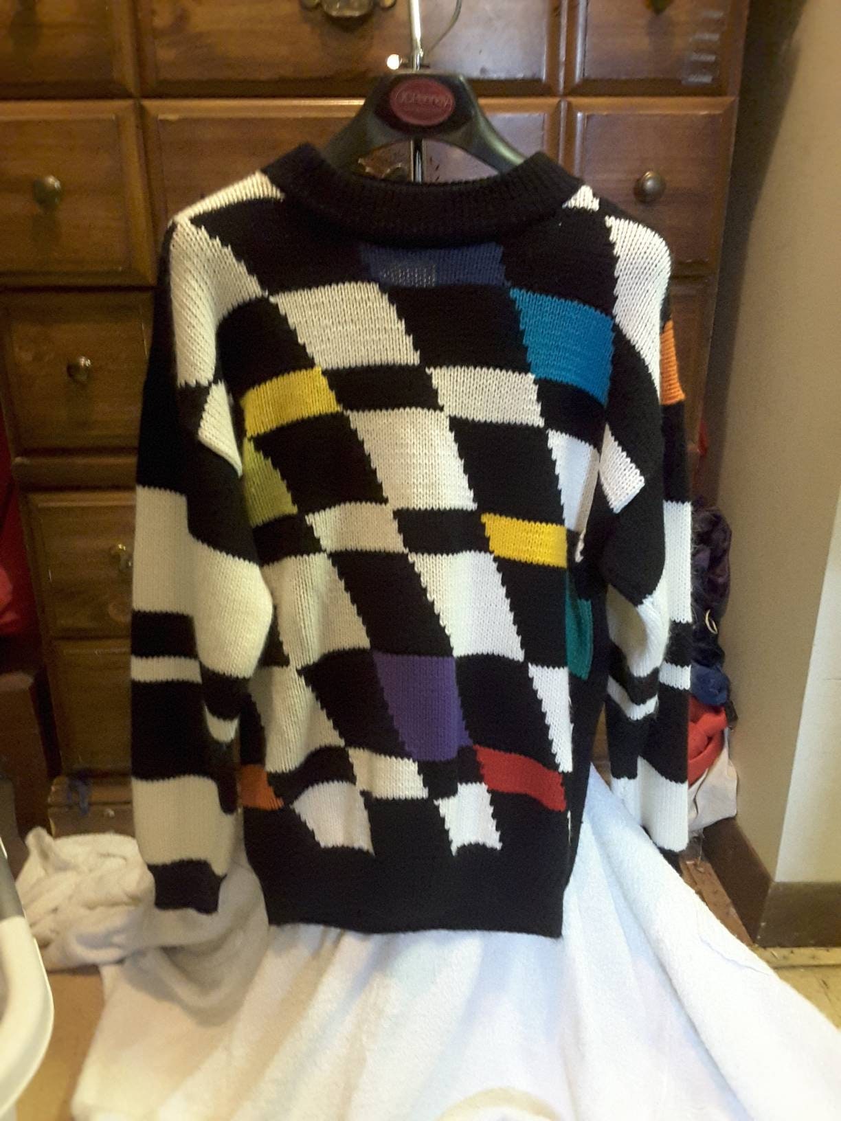 Vintage 1980s original color block sweater.SHIPS FREE | Etsy