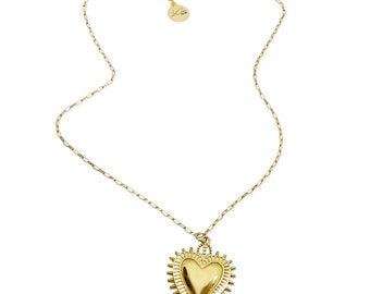 Gold Heart Necklace, Necklace Gold Medallion, Gold Medallion Necklace, Gold Medallion, Gold Medallion Necklace Women, Gold Heart Pendant