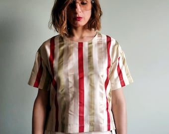 Blusa di linea a scatola in seta-cotone