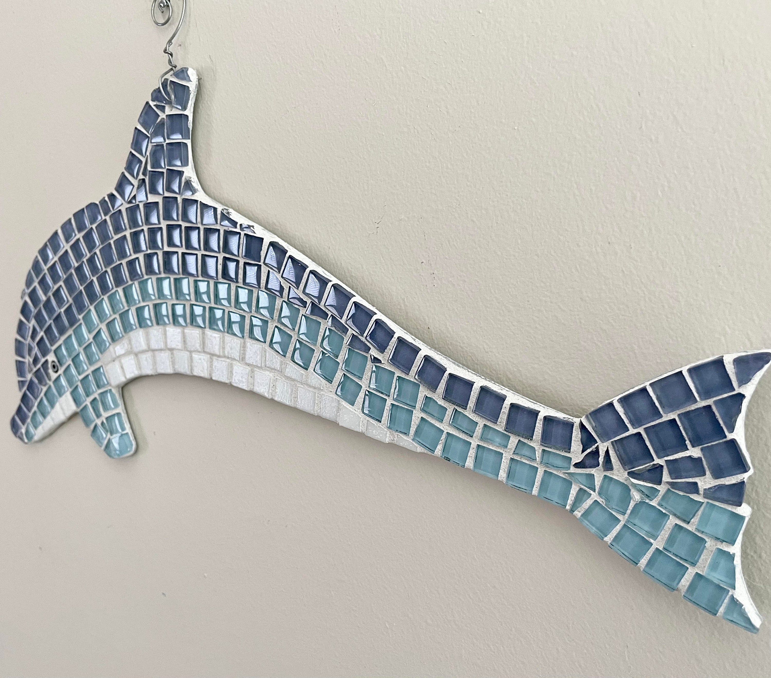 Dolphin Bay Blue and White Mixed Glass Mosaic Tile