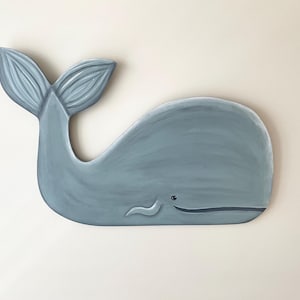Whimsical Nautical Whale Wood Wall Hanging Sign – Hand-Painted Ocean Art for Beach House Décor, Whale Lovers & Coastal Gifts