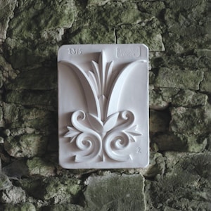 Victorian Relief Plaster Cast Reproduction, Original Wall Sculpture by Brucciani, English Botanical Tile Ornament with Maker&#39;s Stamp