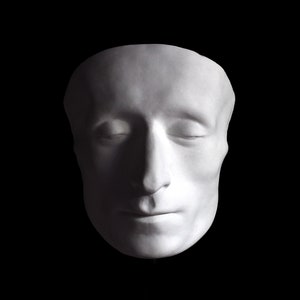 Leopardi Death Mask, Plaster cast wall hanging, bronze or marble.