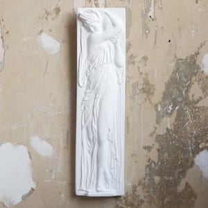 Beautiful Low Relief Wall Sculpture, Plaster Replica of Nymph Water Bearer, French Fountain Detail, Handmade by Nicholas H Wood
