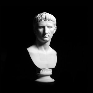 Caesar Augustus Portrait Bust, Large Roman Emperor Reproduction Plaster Cast, Handmade by Nicholas H Wood