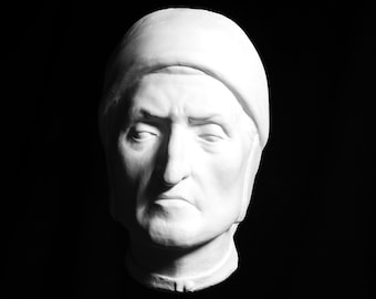 Dante Alighieri Death Mask, Plaster Cast Sculpture, Artists's Reference Cast Perfect for Cast Drawing