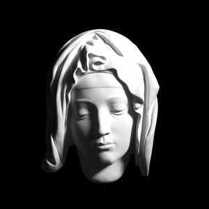 Mary Mask from Pietà, Blessed Virgin Mary by Michelangelo, Madonna Religious Sculpture Copy, Masterpiece Renaissance Reproduction