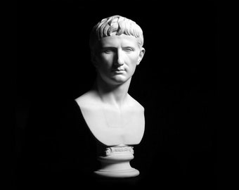 Caesar Augustus Portrait Bust, Large Roman Emperor Reproduction Plaster Cast, Handmade by Nicholas H Wood