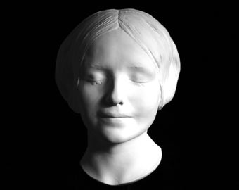 Plaster Cast of Death Mask Sculpture. L'inconnue de la Seine/The Unknown Woman, Plaster Wall Art.