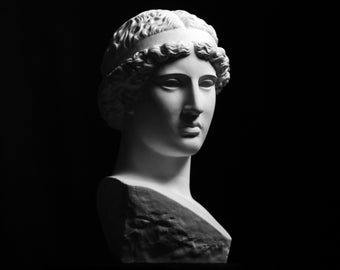 Lemnian Athena Plaster Sculpture Bust, Roman Copy of Greek Classical Sculpture, Handmade Plaster Cast by Nicholas H Wood.
