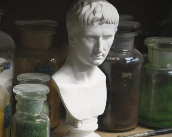 ガエターノ・チェリーニ作「少女の肖像」、女性の白い胸像、石膏像