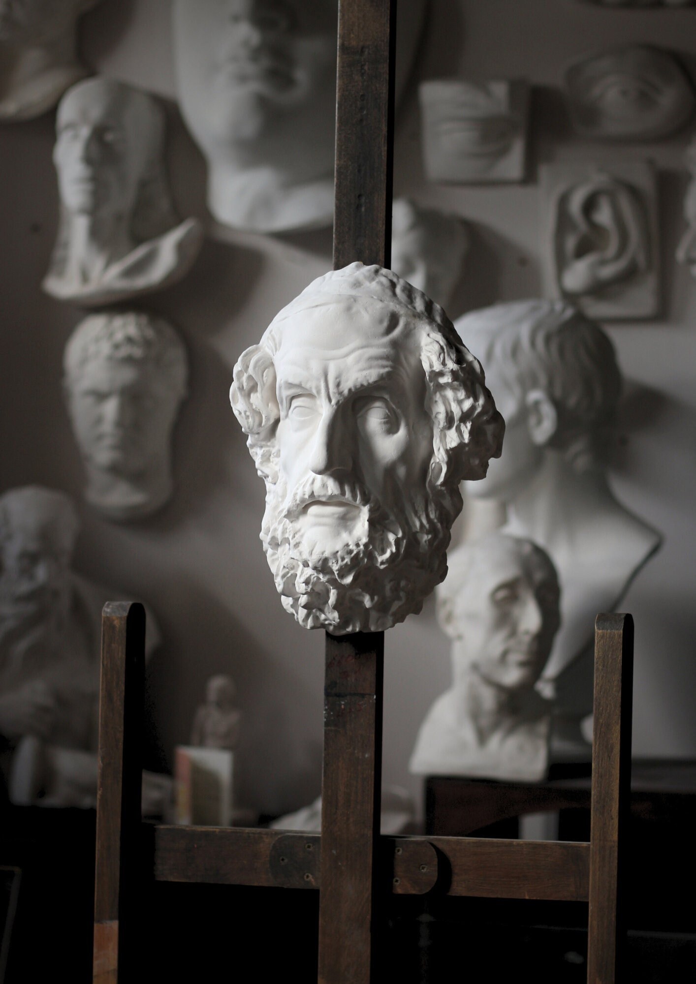 Mask Of Homer, Greek Plaster Sculpture, Handmade Classical Wall Art