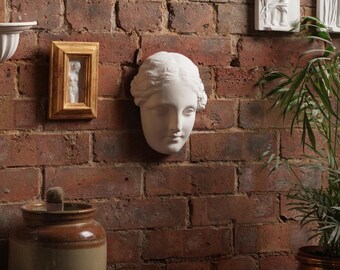 Young Woman Portrait Mask, Small Handmade Plaster Cast, Classical