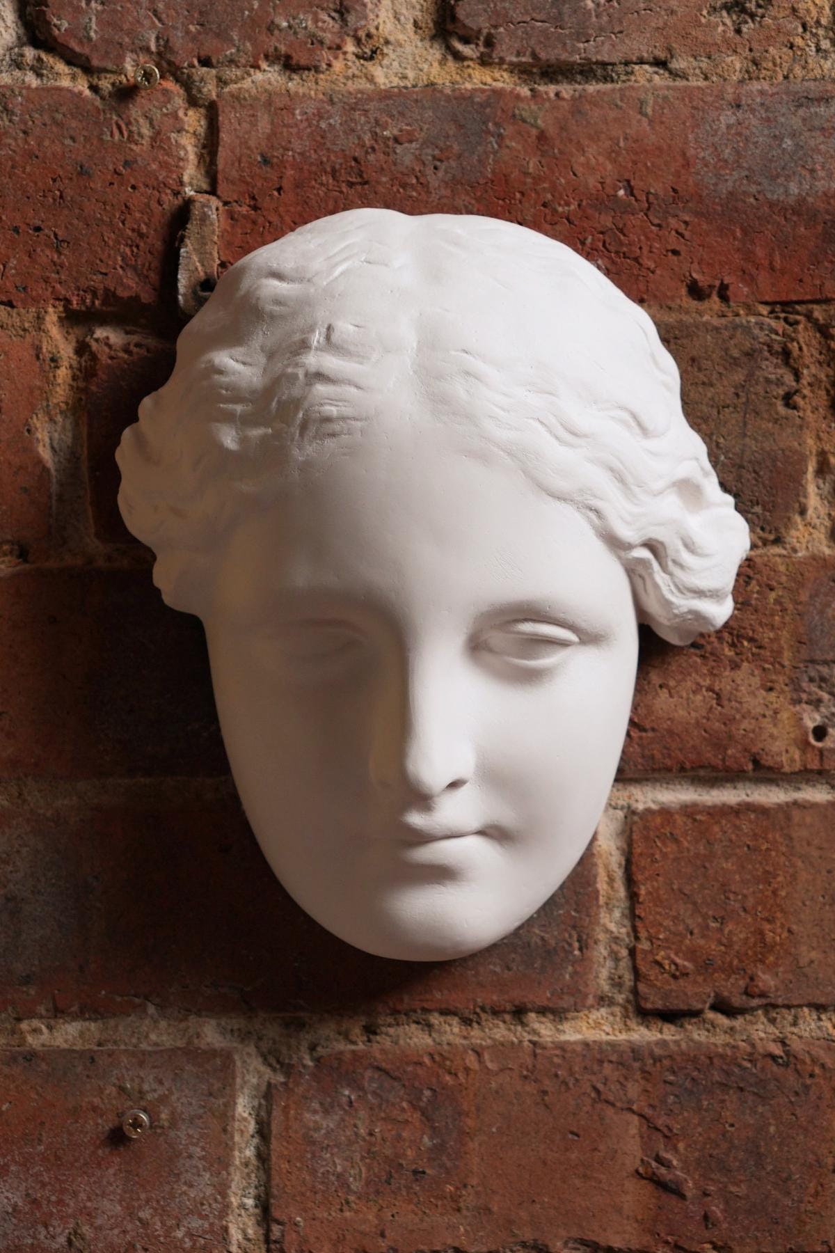 Young Woman Portrait Mask, Small Handmade Plaster Cast, Classical