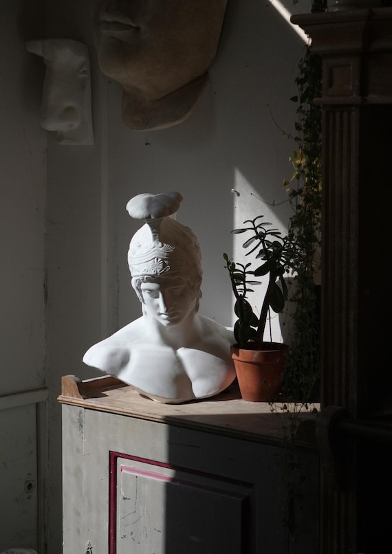 アキレスの石膏胸像、ギリシャの英雄彫刻、ニコラス・H・ウッド