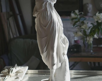Handmade Plaster Sculpture of a Dancing Maenad