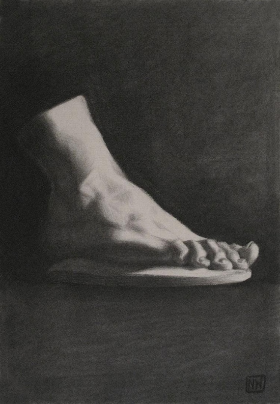 手作りの石膏像の足の彫刻、ジャン・ロレンツォ・ベルニーニの複製