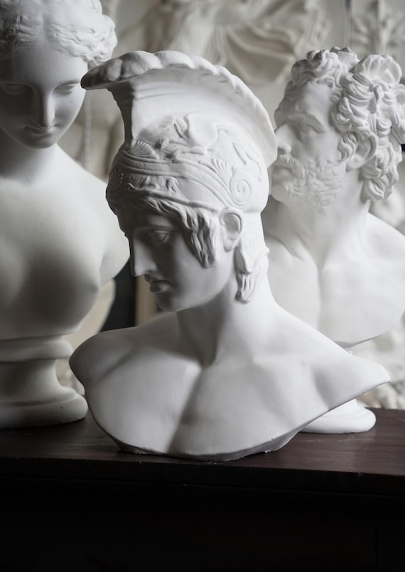 アキレスの石膏胸像、ギリシャの英雄彫刻、ニコラス・H・ウッド