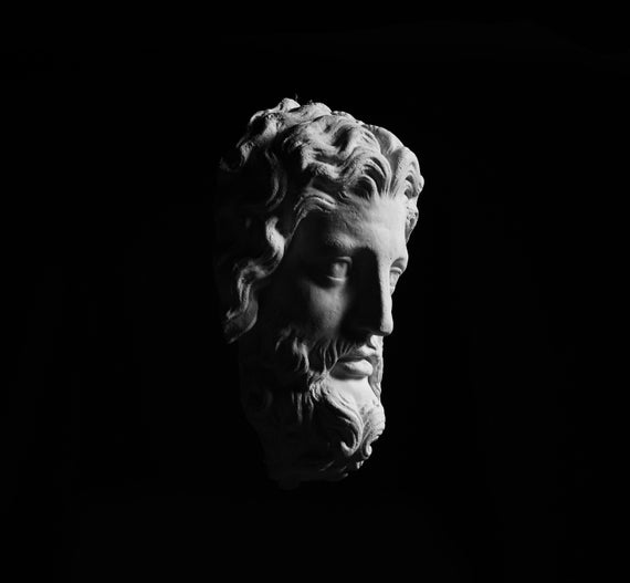 ギリシャの神の石膏像、ひげを生やした男の壁アート彫刻、彫刻家