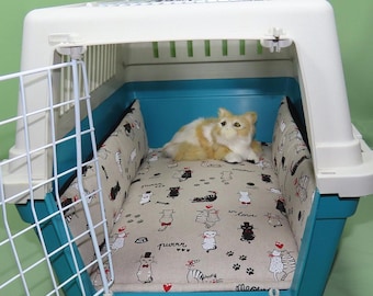 Coussin pour caisse de transport, coussin pour caisse de transport, tapis pour caisse de transport pour chat, matelas, coussin en coton et polaire, avec bord supplémentaire