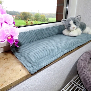 Vensterbankkussen met antislipoppervlak, bankkussen, kattenkussen voor de vensterbank, kussen, bankkussen, kattenmat, L 50-120 cm, B 15-30 cm