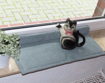 Appui de fenêtre coussin chat 64 x 24 cm, prêt à l'envoi, en tissu d'ameublement velours côtelé de haute qualité,