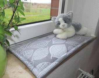 Set van 2 vensterbankkussens, formaat 60 x 24 cm, met zijpaneel en 50 x 24 cm, kattenkussen voor vensterbank, kussen, bankkussen, kattenmat