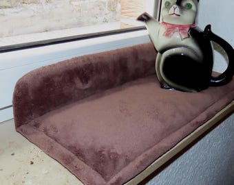 Juego de 2 cojines para asiento de ventana, 50 x 20 cm, marrón, forro polar de bienestar, con pieza lateral, cojín de gato para alféizar de ventana, cojín, cojín de banco, colchón,