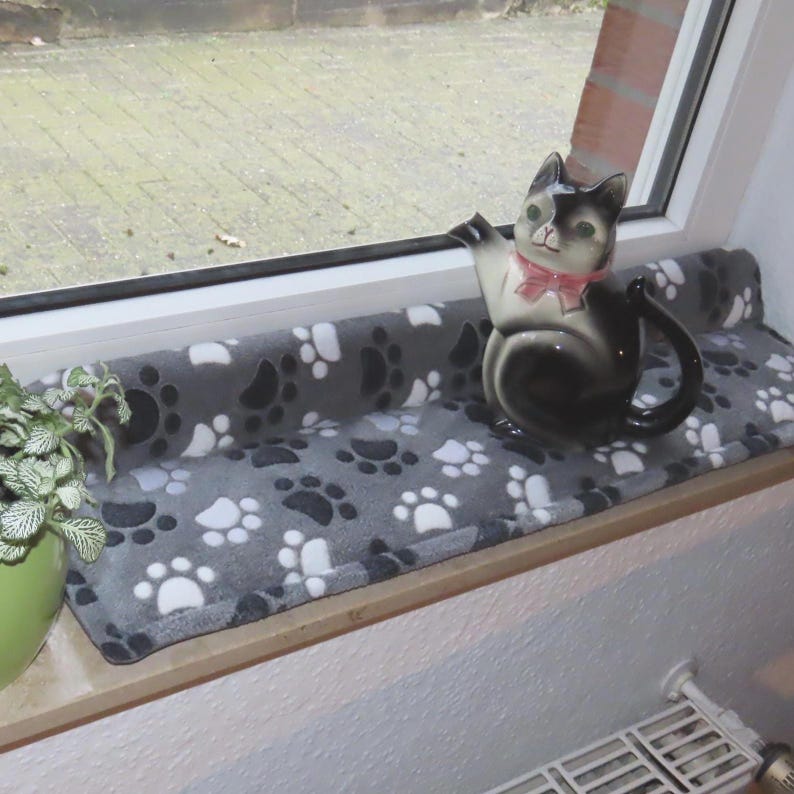 Cojín para asiento de ventana con superficie antideslizante, cojín para banco, cojín para gatos para alféizar de ventana, cojín, cojín para banco, alfombrilla para gatos, L 50-120 cm, W 15-30 cm imagen 7