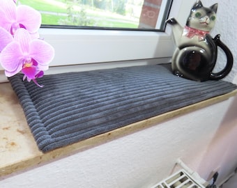 Vensterbankkussen met antislipoppervlak, bankkussen, kattenkussen voor de vensterbank, kussen, bankkussen, kattenmat, L 50-120 cm, B 15-30 cm