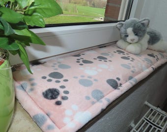 Set van 2 vensterbankkussens, afmeting 64 x 24 cm, kattenkussen voor vensterbank, kussen, bankkussen, kattenmat, matras