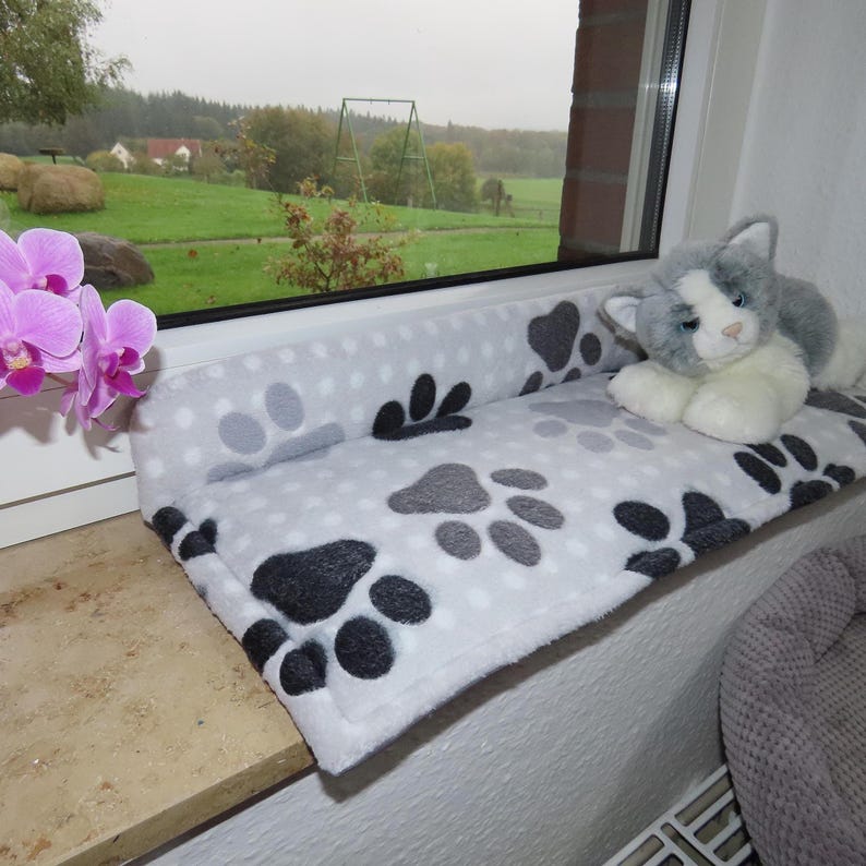 Cojín para asiento de ventana con superficie antideslizante, cojín para banco, cojín para gatos para alféizar de ventana, cojín, cojín para banco, alfombrilla para gatos, L 50-120 cm, W 15-30 cm imagen 2