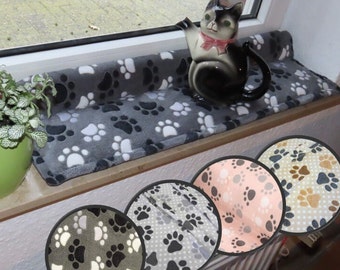 Katzenkissen Fensterbank, aus kuscheligem Wellnessfleece, Länge 50 - 120 cm, Breite 15 - 30 cm, Fensterbankkissen, Kissen nach Maß