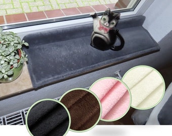 Katzenkissen Fensterbank, 50/ 60 cm x 15/ 17/ 20/ 22/ 24/ 30 cm, aus kuscheligem Wellnessfleece, Fensterkissen, window seat cushion,