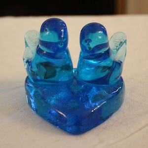 Vintage Titan Art Glass Happy Little Bluebirds image 1