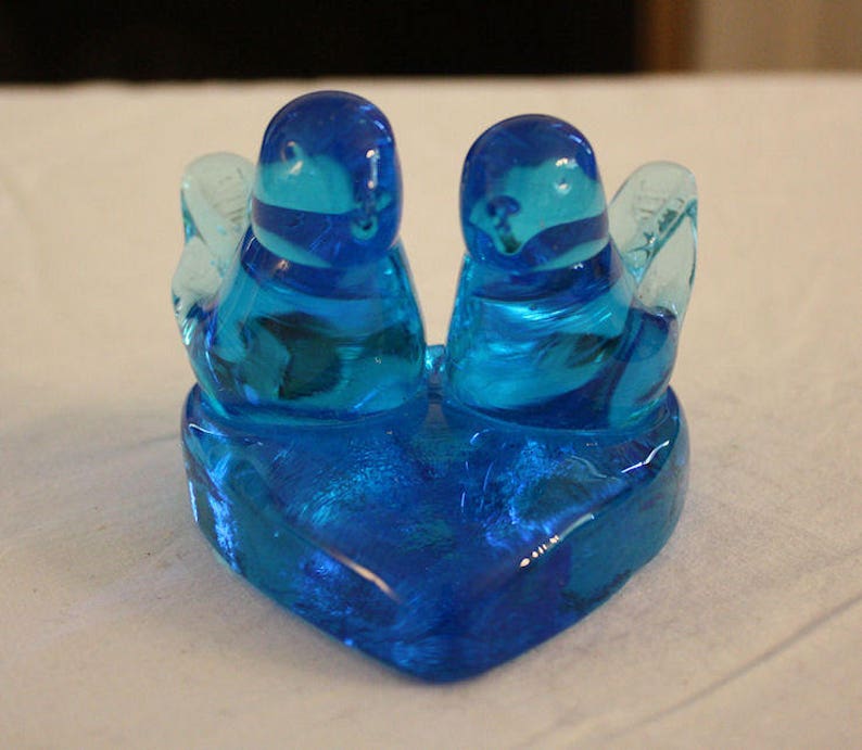 Vintage Titan Art Glass Happy Little Bluebirds image 1