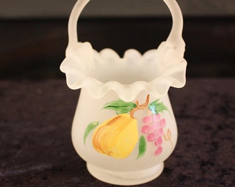 Vintage Kanawha Frosted Hand Painted Fruit Basket 405 FT