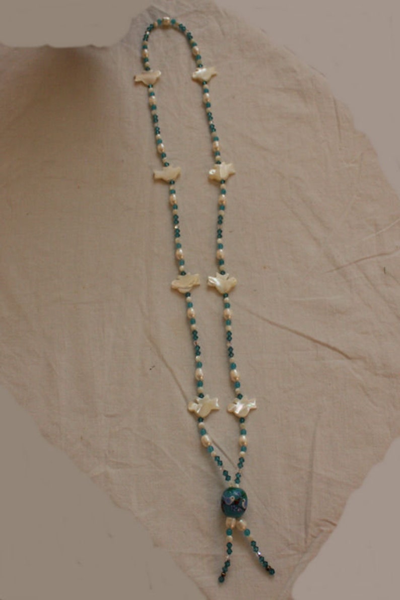 Vintage Handmade Lariat Bead Necklace image 5