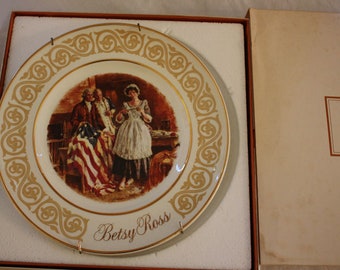 Vintage Avon Betsy Ross Patriot Flagmaker Plate, 1973