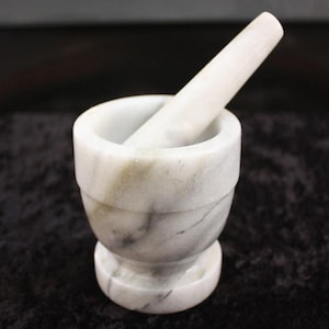 Vintage White/Gray Marble Mortar and Pestle