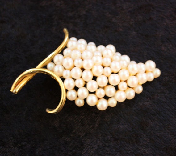 Vintage Napier Gold Plated Faux (Glass) Pearl Gra… - image 2