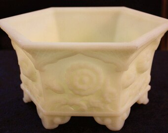 Vintage Fenton Custard Satin Planter Bowl 8226 CU