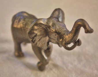 Vintage Solid Pewter African Elephant