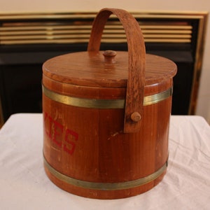 Vintage Wood and Metal Cookie Barrel image 2