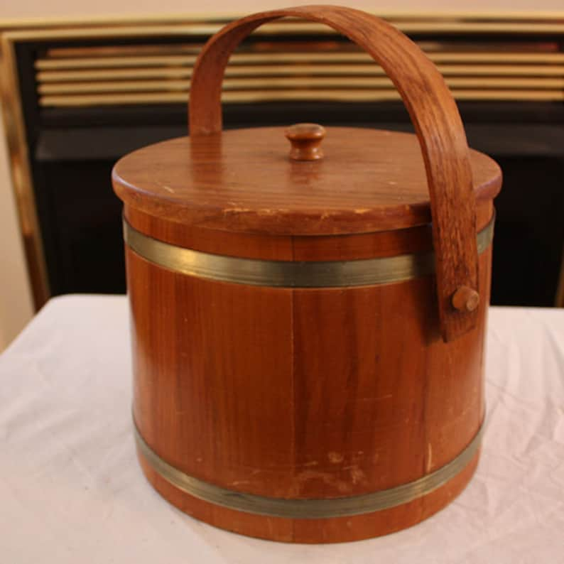 Vintage Wood and Metal Cookie Barrel image 4