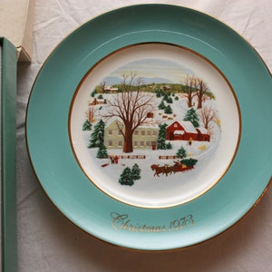 Vintage Avon Christmas Plate 1973 Christmas on the Farm image 6